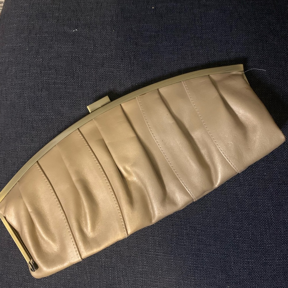 Brushed Gold Pleated Clutch